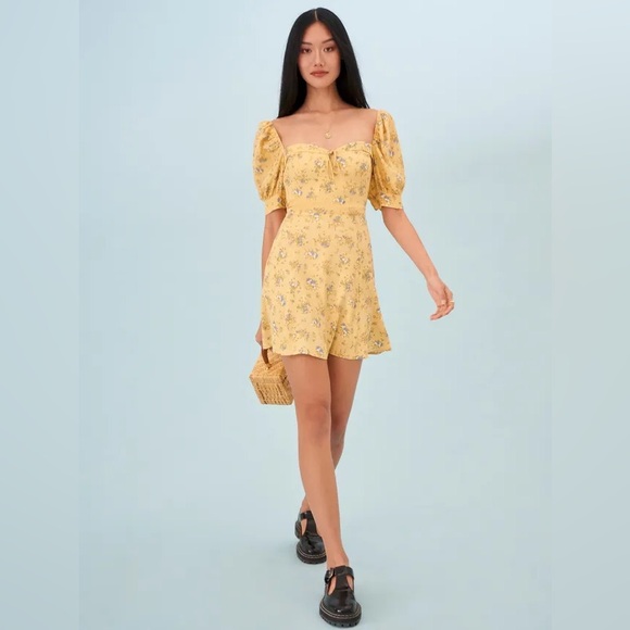 NWOT Reformation yellow Lillet dress in size 4. - Picture 2 of 10